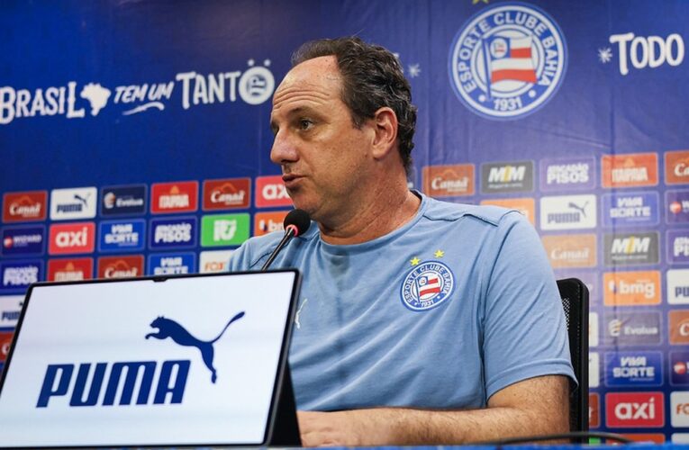 Rogério Ceni em entrevista coletiva após Bahia x Fluminense — Foto: Letícia Martins/EC Bahia