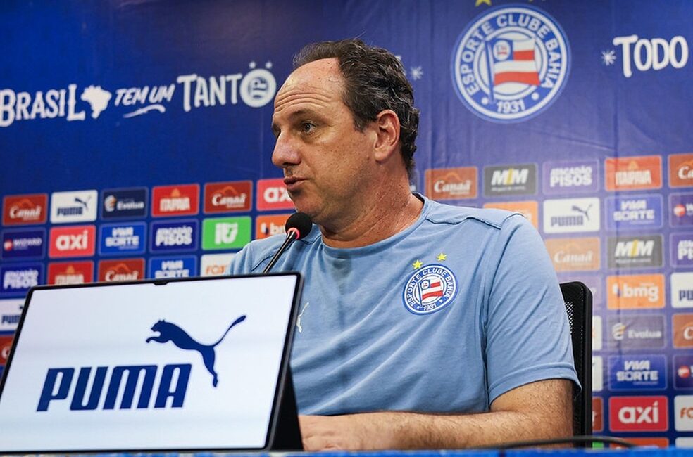 Rogério Ceni em entrevista coletiva após Bahia x Fluminense — Foto: Letícia Martins/EC Bahia
