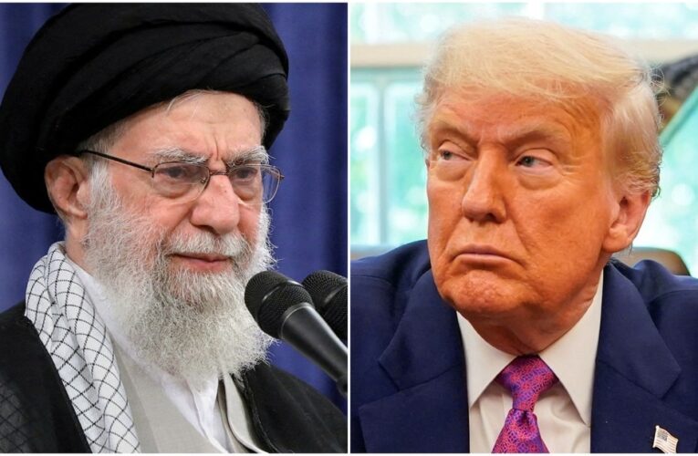 Líder supremo do Irã, Ali Khamenei, e o presidente dos EUA, Donald Trump — Foto: WANA (West Asia News Agency) via Reuters; Nathan Howard/Reuters